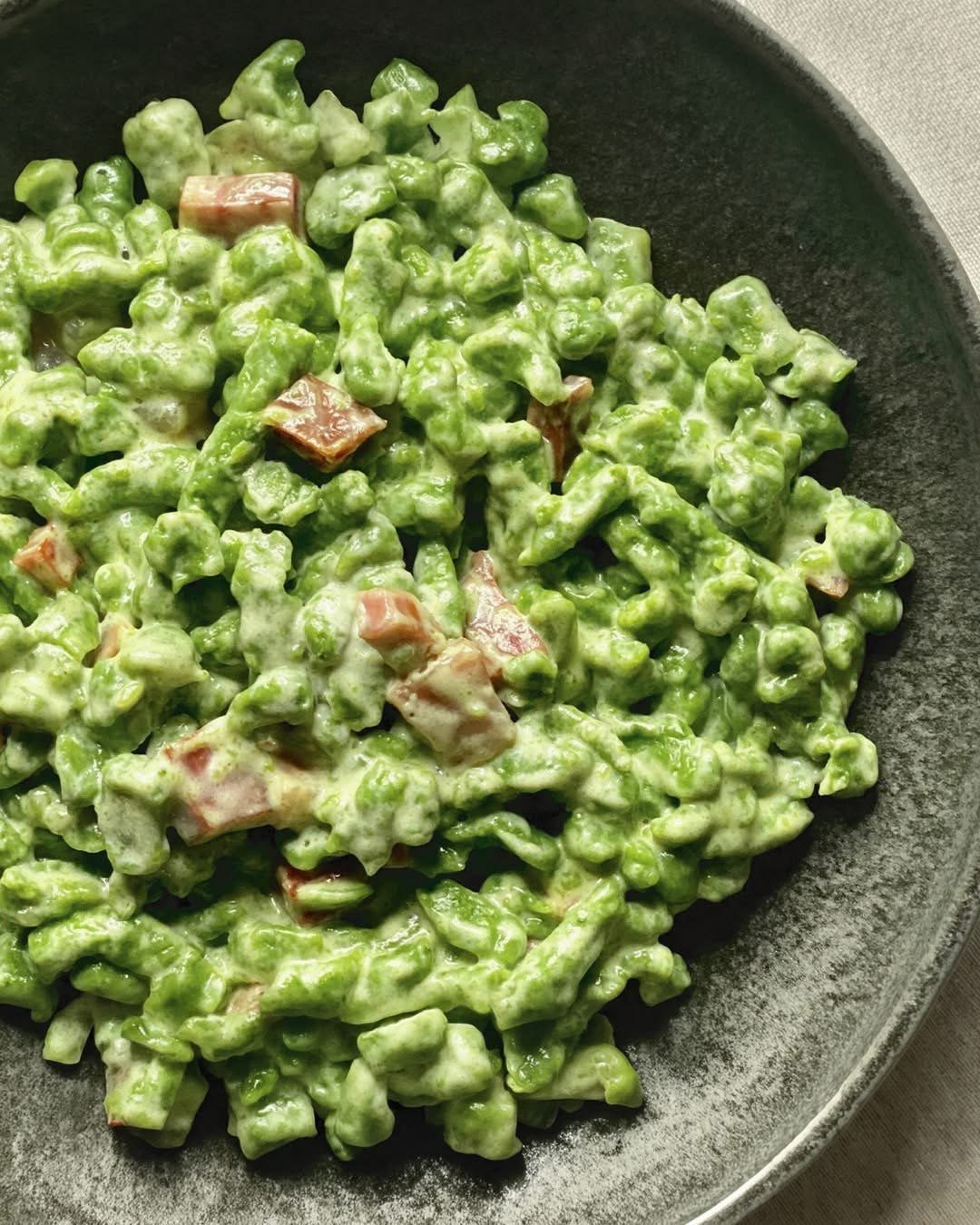 Spätzle verdi con speck
